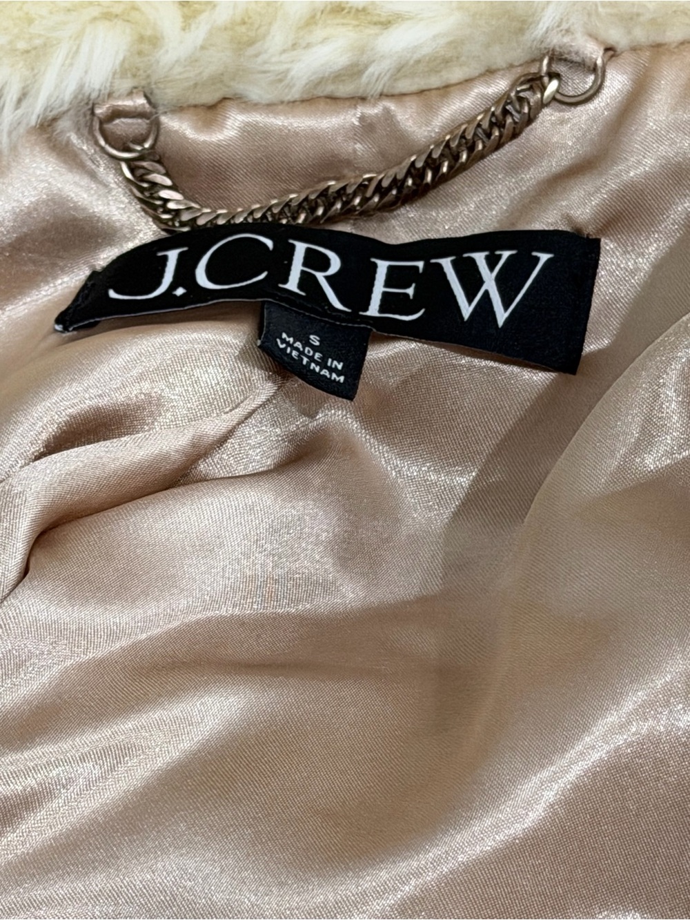 J.Crew Champagne Cream Faux Fur Jacket - Picture 2 of 2